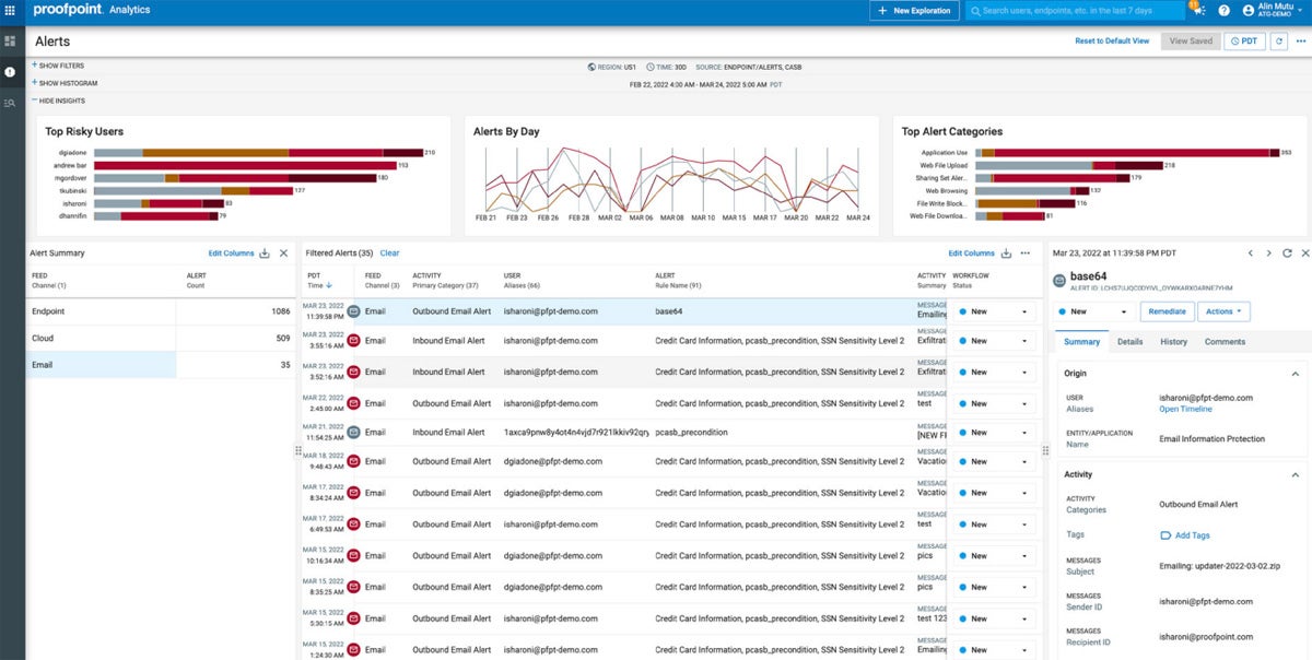 Proofpoint DLP interface.