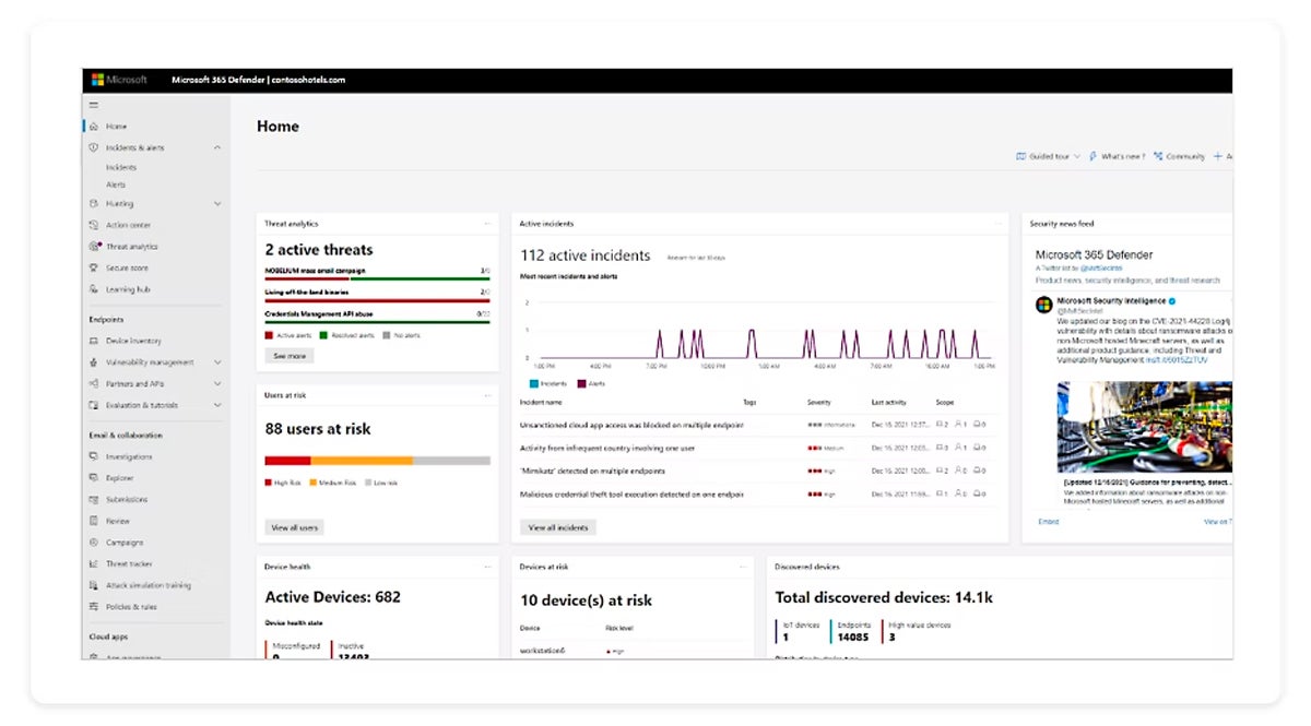 Microsoft Defender dashboard.