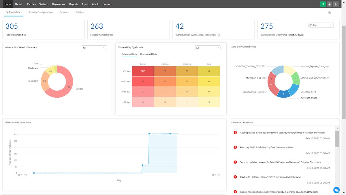 ManageEngine inteface.