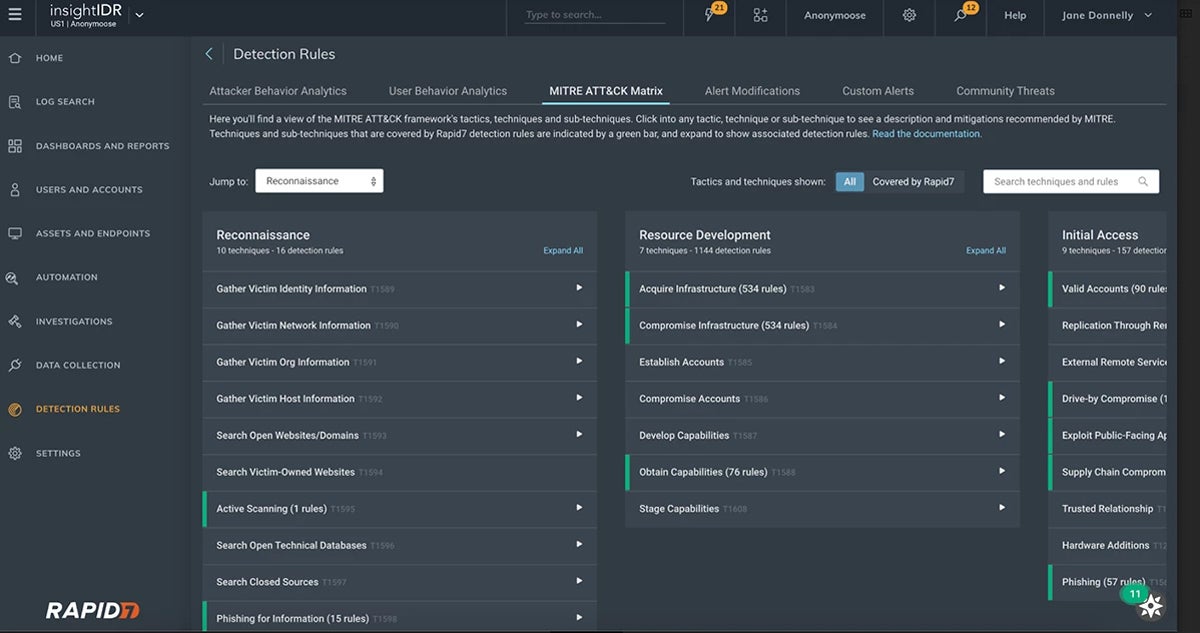 Rapid7 InsightIDR interface.