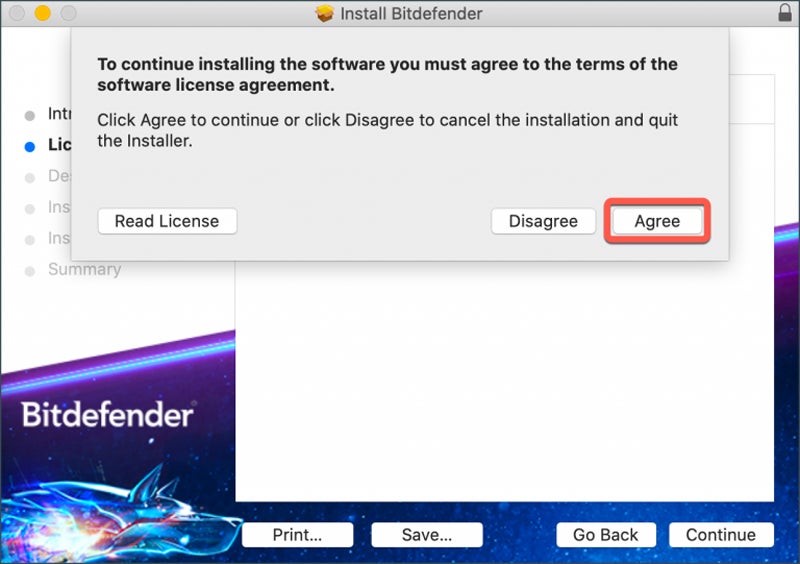 Bitdefender VPN Installation process screenshot.