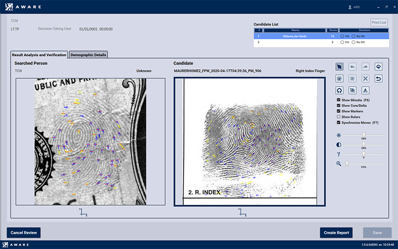 Aware Inc. interface