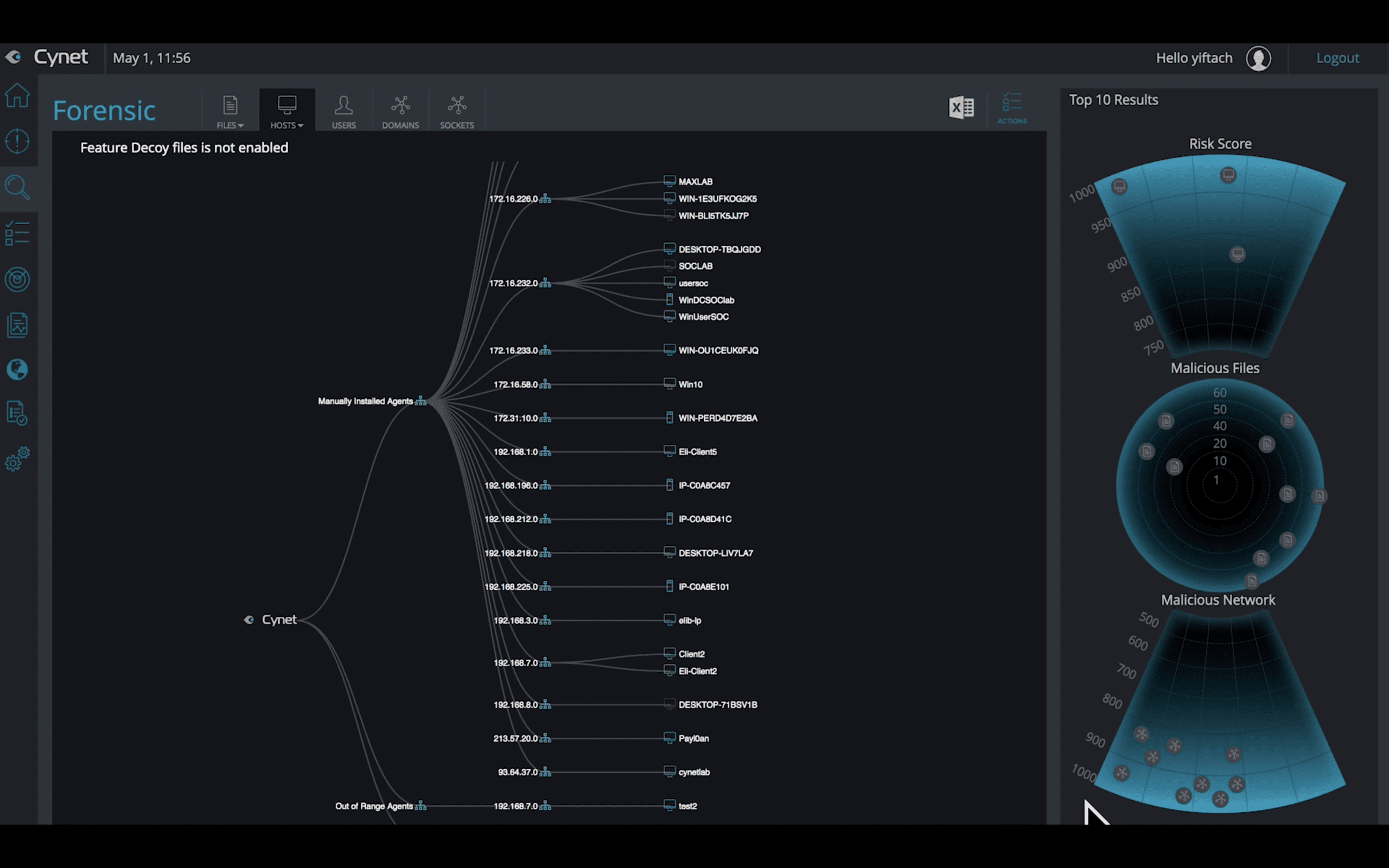 A screenshot of the Cynet 360 software.