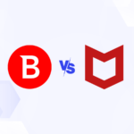 Versus graphic featuring the icons of Bitdefender and McAfee.