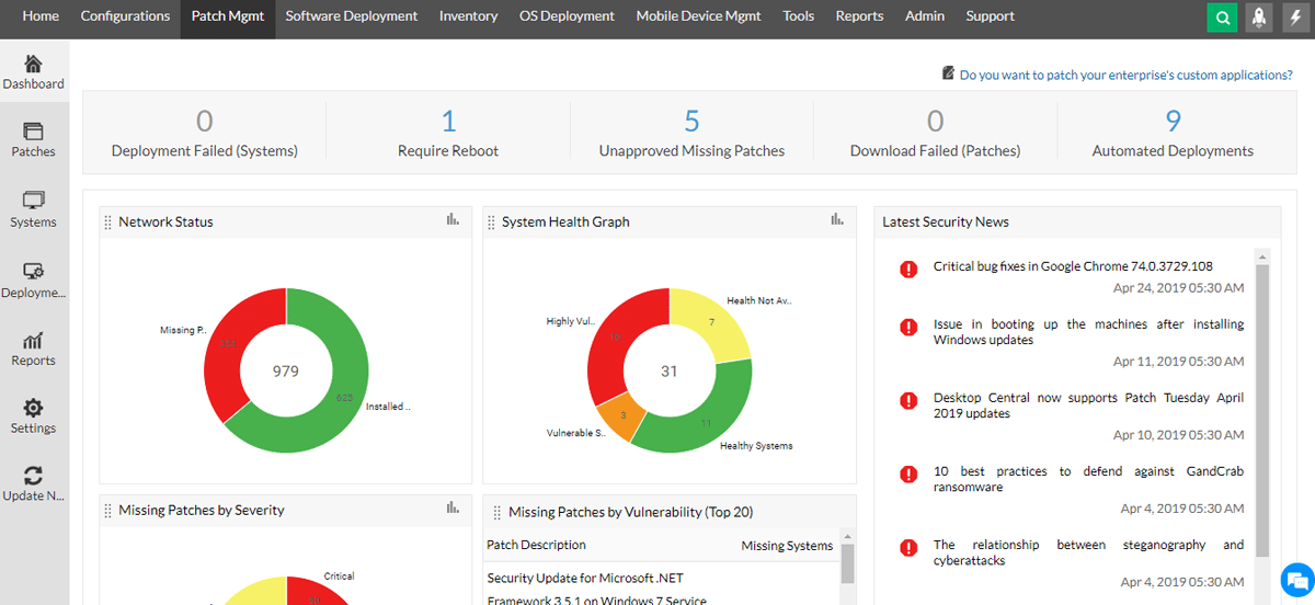 ManageEngine Patch Manager Plus interface