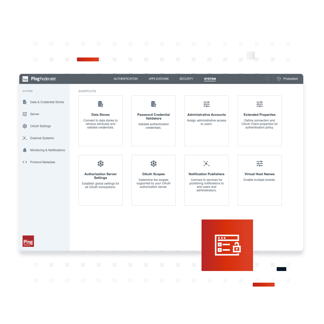 Ping Identity PingFederate system inteface