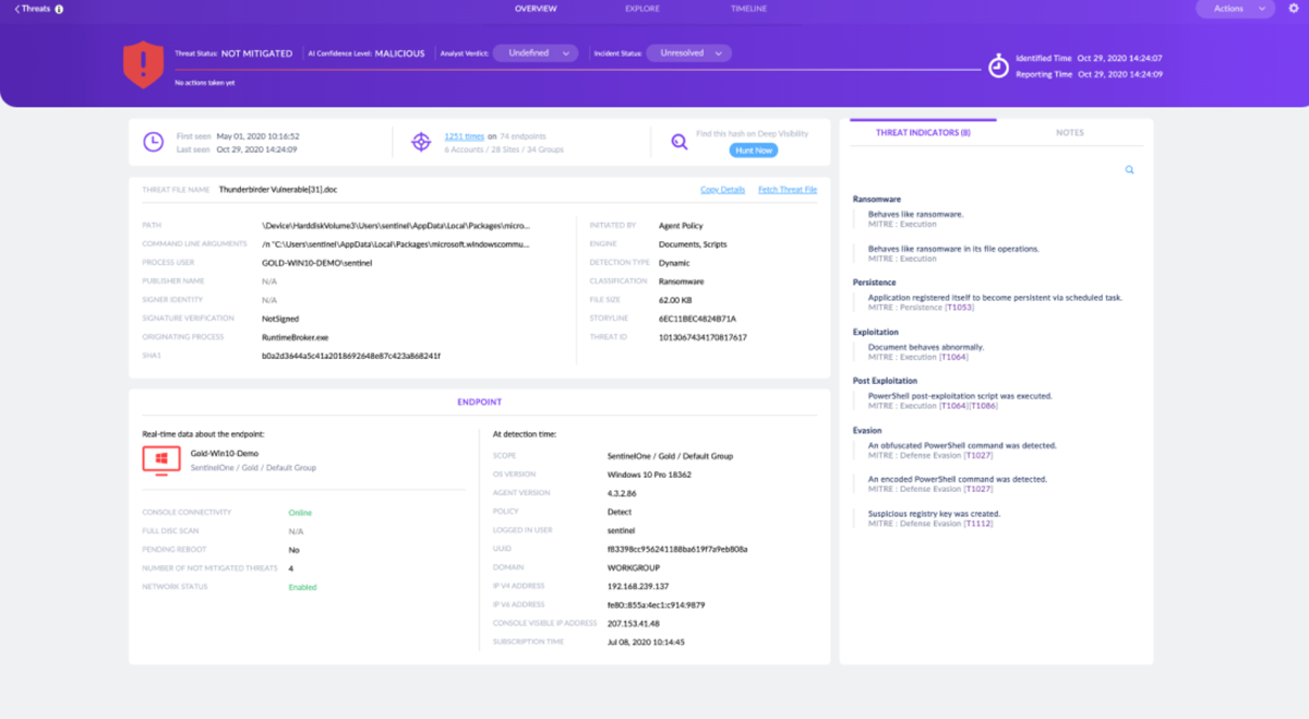 SentinelOne Singularity Cloud dashboard